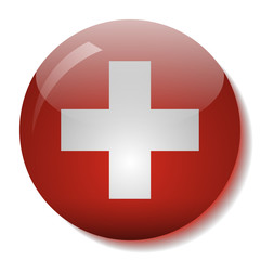 Obraz premium Swiss flag glass button vector illustration