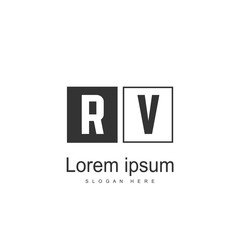 Initial RV Logo Template. Minimalist letter logo design