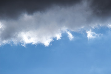 a thundercloud blocking the sun against the blue sky