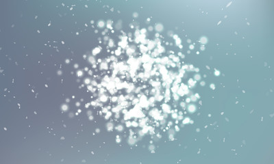 A cluster of glowing lights of different sizes. Blurred lights. The city lights at night. On blue background. Vector