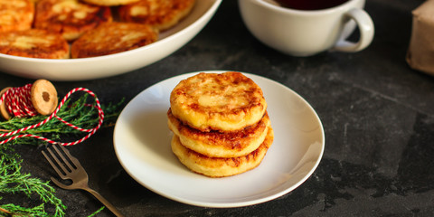 pancakes, chocolate, cheese cakes, cream, coffee . food background. copy space