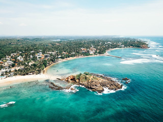 Mirissa beach, aerial view, Sri Lanka - obrazy, fototapety, plakaty