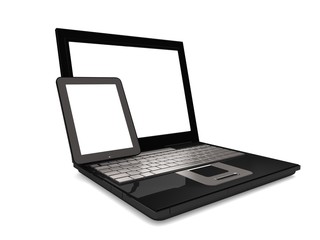 laptop with blank screen isolated on white