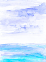 Abstract blue watercolor landscape background