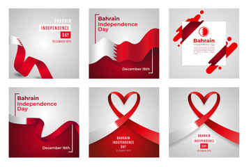 Illustration Of Kingdom of Bahrain Independence Day Banner Or Poster Design Set With National Flag Color Theme Background.