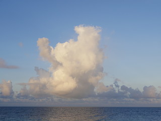 Naklejka na ściany i meble Beautiful Cumulus clouds over the ocean in Maldives