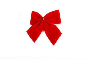 Fiocco rosso per decorazioni su sfondo bianco