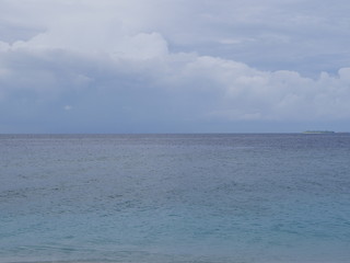 Beautiful Cumulus clouds over the ocean in Maldives