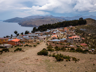 Fototapeta na wymiar Village on Isla Del Sol Bolivia