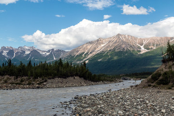 Landscape view of Wrangell-St. Elias National Park in Alaska.