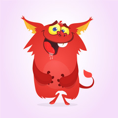 Scared cartoon funny monster with big ears. Clipart illustration
