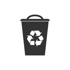 Recycle bin icon. Vector illustration, flat design.