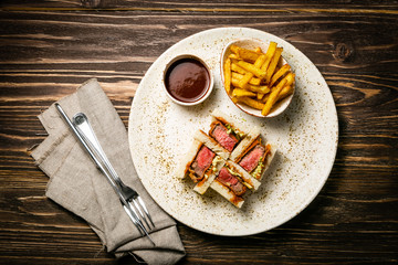 Katsu Sando - food trend japanese sandwich with pork and fries