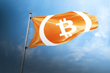 Bitcoin Cash BCC cryptocurrency 3d realistic render flag illustration