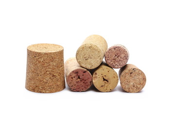 Wine corks isolated on white background