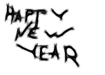 neon inscription happy new year with effects