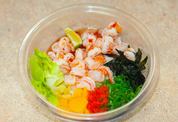  beautiful poke of the bowl, closeup