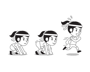 Vector cartoon woman running step