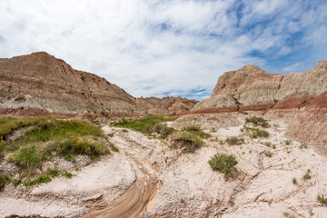 A landscape view of Badlands National Park in South Dakota.