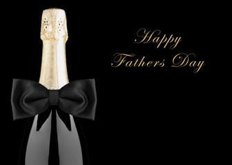 Happy Fathers Day Champagne Bottle with Bow Tie Closeup