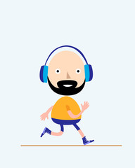 Fototapeta premium Man running in flat style for healthy and active lifestyle concept. Vector illustration.