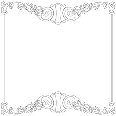 Vintage border frame engraving with retro ornament pattern in antique baroque style decorative design. Vector