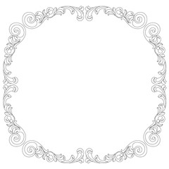 Vintage border frame engraving with retro ornament pattern in antique baroque style decorative design. Vector