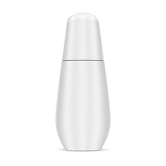 Cosmetic essence botlle in white color. Smooth design container for different products. Clean 3d vector design illustration.
