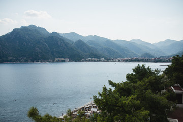 Fototapeta na wymiar Panorama of the mountains and the sea