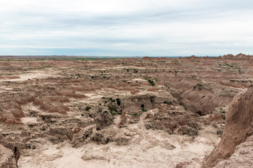A landscape view of Badlands National Park in South Dakota.