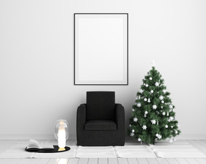Mock Up Poster Frame Christmas New Year Interior Background