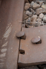 railroad spike holding down the rails