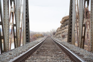 Railway with bridge uprights in the country © Ryan McGehee