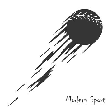 Modern style baseball vector sign with softball in motion.