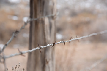 barbed wire on fence