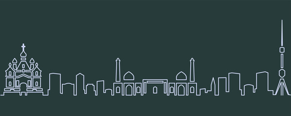 Naklejka premium Tashkent Single Line Skyline