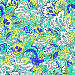 Fototapeta na wymiar Seamless floral psychedelic pattern