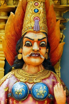 Colourful figure in the Hindu temple, Sri Muthumariamman, Matale, Central Province, Sri Lanka, Asia