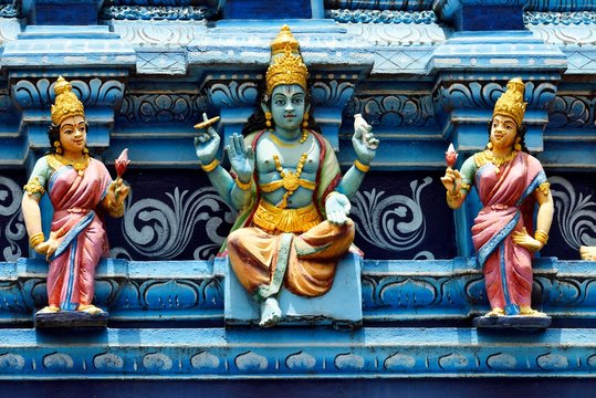 Colorful Hindu temple decorated with figures and gods, Sri Muthumariamman, Matale, Central Province, Sri Lanka, Asia