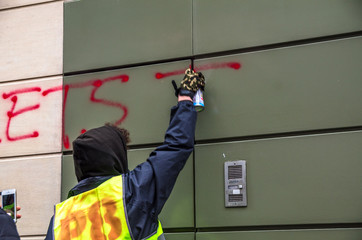 Student march in France against the increase of the price of inscription to the University for the non-European students, realized in the front of Campus France and that went towards the bastilla, fin