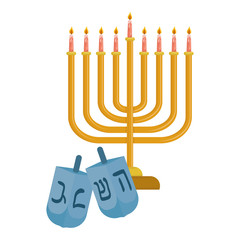 Jewish dreidel hanukkah with candlestick