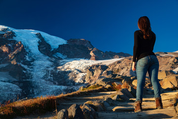 Naklejka premium Lost in the woods, what else can I ask? Trapped by its beauty and breathing its soul. Lost in the mountains, higher than the clouds, cuddle by the wind, and amazed by the sun.