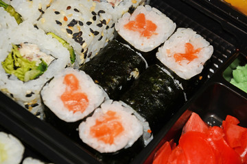 sushi, food, rice, japanese, fish, roll, salmon, maki, meal, seafood, white, dinner, japan, isolated, gourmet, asia, cuisine, traditional, healthy, plate, seaweed, delicious, raw, sashimi, appetizer