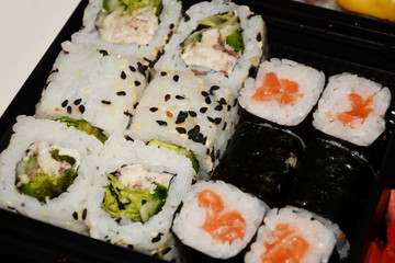 sushi, food, rice, japanese, fish, roll, salmon, maki, meal, seafood, white, dinner, japan, isolated, gourmet, asia, cuisine, traditional, healthy, plate, seaweed, delicious, raw, sashimi, appetizer