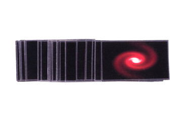 Scratched Tarot cards deck isolated on the white background.