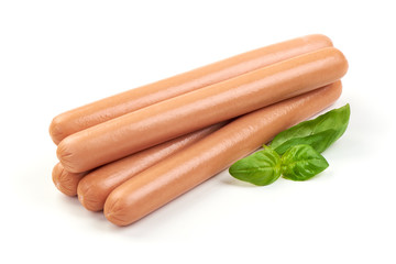Bolied sausages, isolated on a white background