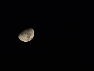 Gibbous Moon Against Black Night Sky