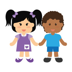 cute little interracial kids couple