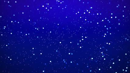 Fototapeta na wymiar Blue falling white snow glitter particles computer generated blur background