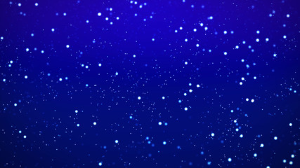 Blue falling white snow glitter particles computer generated blur background